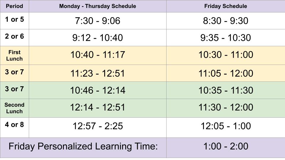 RHS bell schedules